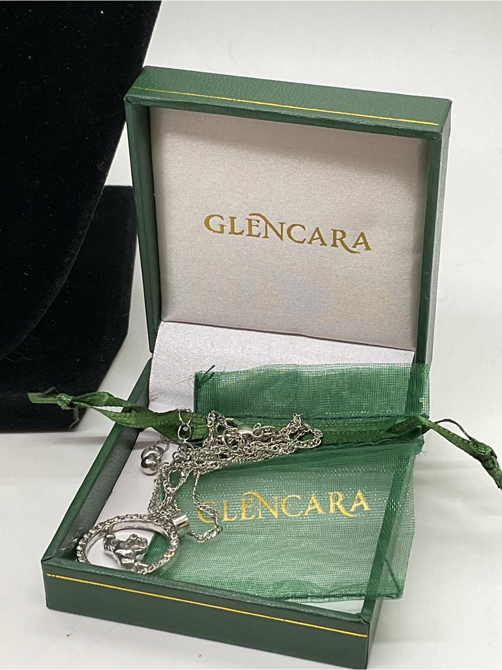 Glencara Silver Tone Claddagh Pendant Necklace - Picture 2 of 8